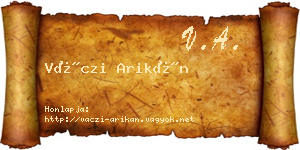 Váczi Arikán névjegykártya